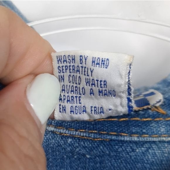 VTG 80s Pretty Bleu Stonewash Cotton Denim Gold Beaded Gems Short Sleeve Shirt S - Picture 11 of 12